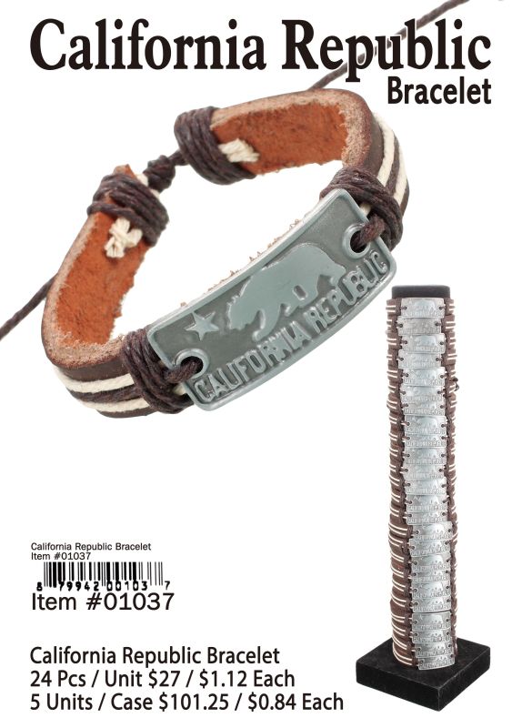 California Republic Bracelets - 24 Pieces Unit