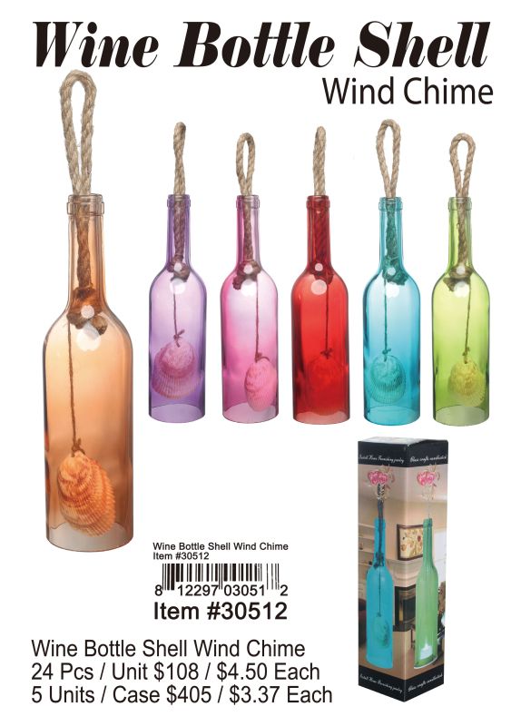 Wine Bottle Shell Wind Chime - 24 Pieces Unit