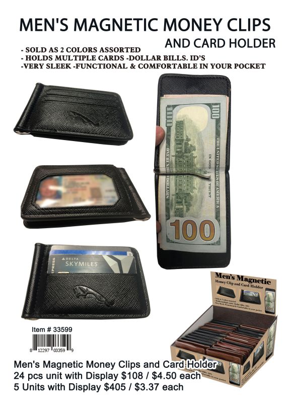 Mens Magnetic Money Clips And Card Holder - 24 Pieces Unit