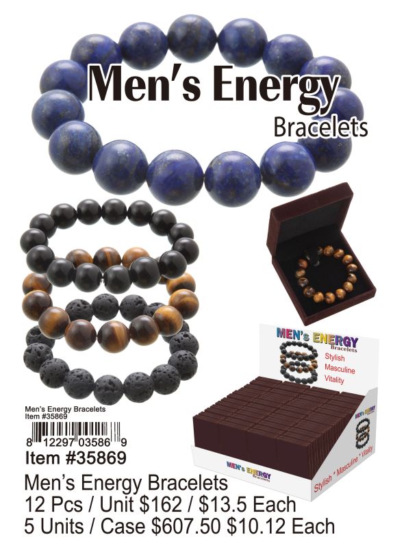 Mens Energy Bracelets - 12 Pieces Unit