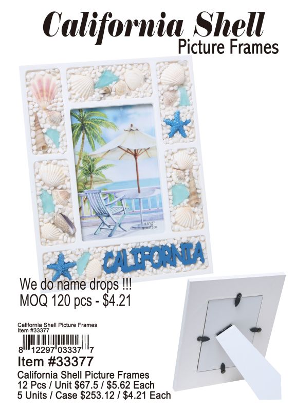 California Shell Picture Frames - 12 Pieces Unit