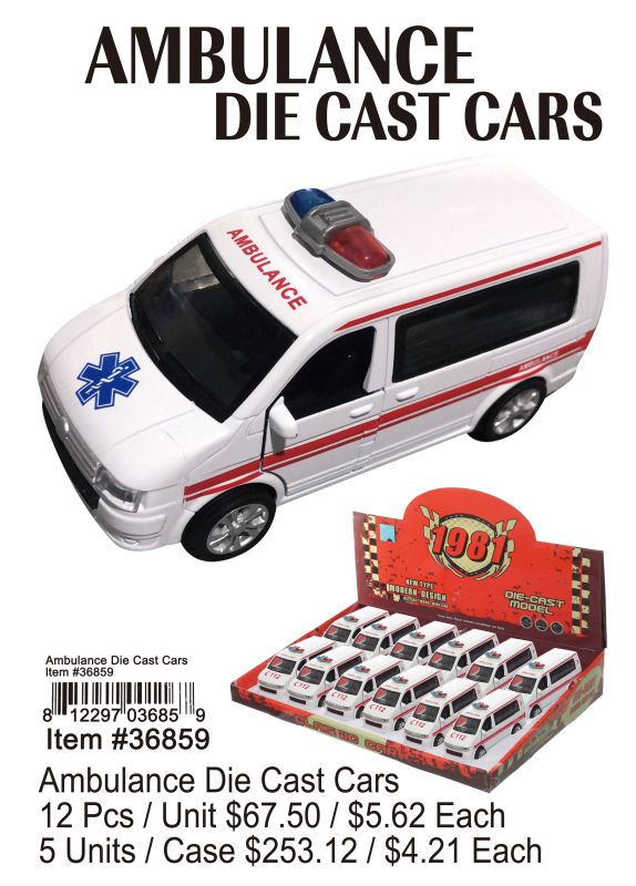 Ambulance Die Cast Cars - 12 Pieces Unit